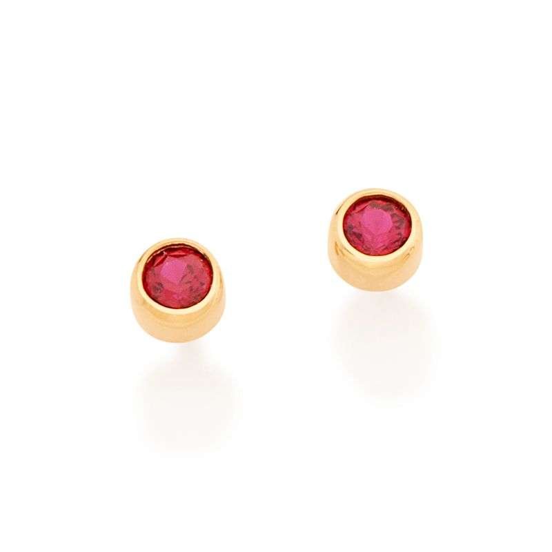 Aretes de puntos pequenos crsital rojo para bebe enchapadas en oro de 18k 4 Aretes de puntos pequenos crsital rojo para bebe enchapadas en oro de 18k - Imagen 2