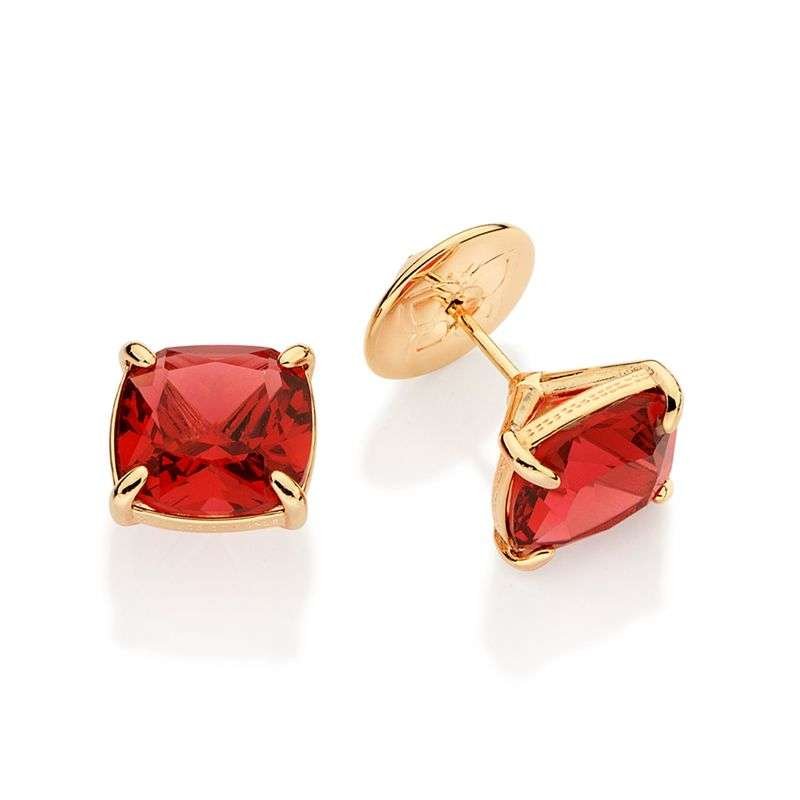 Aretes Solitario con Circonia Rojaenchapados en oro de 18k 3 Aretes Solitario con Circonia Rojaenchapados en oro de 18k