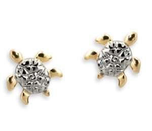 Aretes de tortugas enchapadas en oro 18k