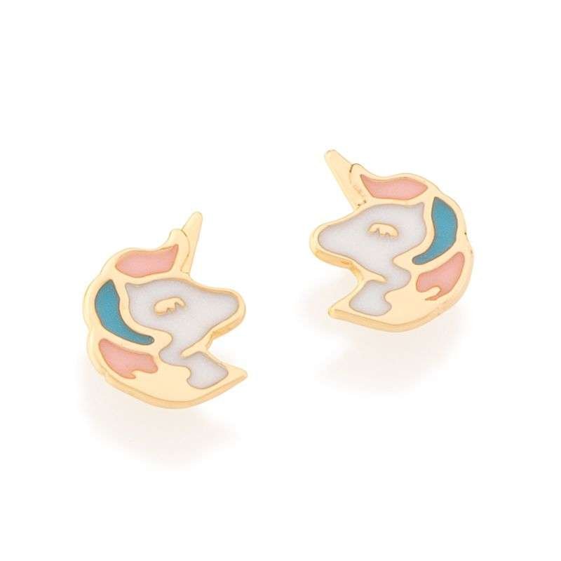 Aretes de unicornio de niña enchapadas en oro de 18k 4 Aretes de unicornio de niña enchapadas en oro de 18k - Imagen 2