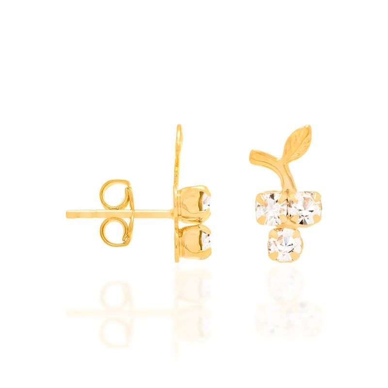 Aretes de uvas con cristales enchapadas en oro de 18k 3 Aretes de uvas con cristales enchapadas en oro de 18k