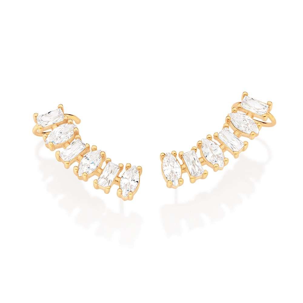 Aretes earcuff con circonias enchapadas en oro 18k 3 Aretes earcuff con circonias enchapadas en oro 18k