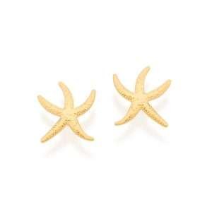 Alternative view of Aretes estrella de mar enchapadas en oro 18k
