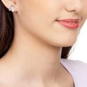 Alternative view of Aretes Flor con Circonia Enchapados en Oro 18K
