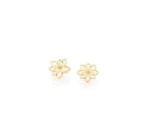 Aretes Flor Enchapadas en Oro 18K