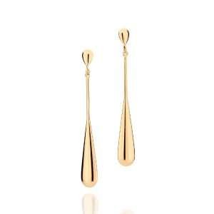 Aretes gotas de rocio largos enchapadas en oro 18k