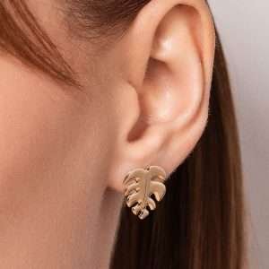 Aretes de Hojas Enchapados en Oro 18K