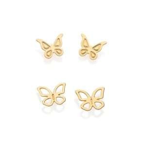 Aretes kit de maripositas enchapadas en oro 18k