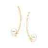 Aretes largos con perla enchapadas en oro de 18k