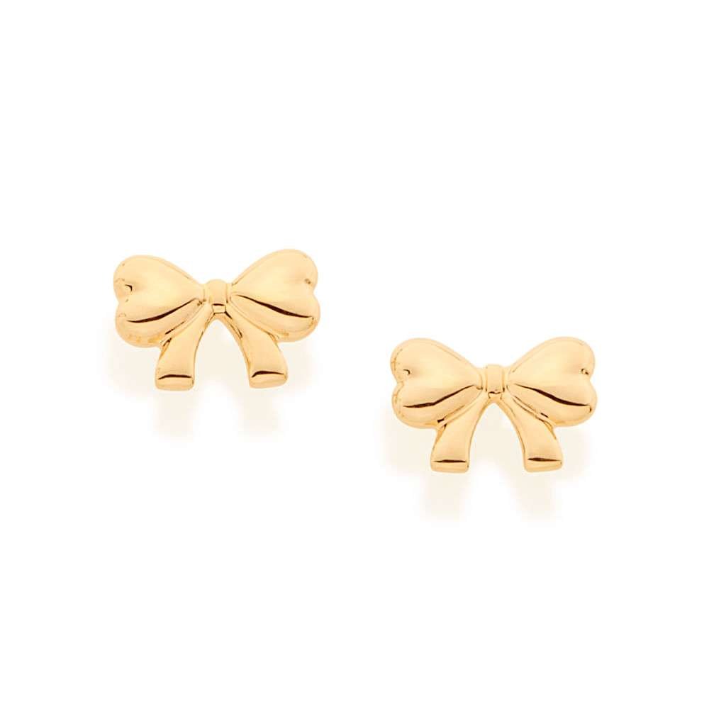 Aretes lazitos para niñas enchapadas en oro 18k 3 Aretes lazitos para niñas enchapadas en oro 18k
