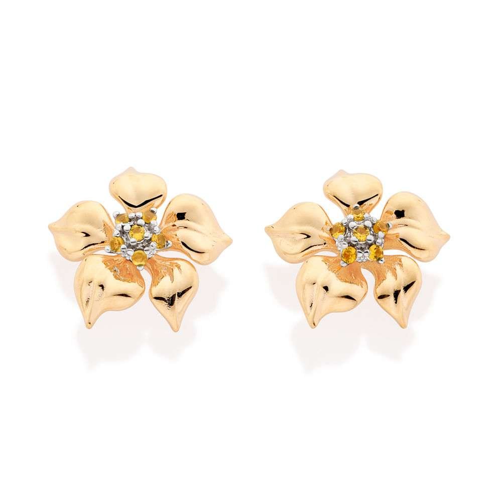 Aretes lirios amarillos con circonias enchapadas en oro 18k detalles en rodio 3 Aretes lirios amarillos con circonias enchapadas en oro 18k detalles en rodio