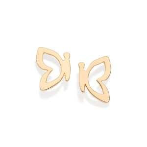 Aretes mariposa con alas caladas enchapadas en oro de 18k