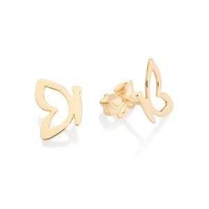 Alternative view of Aretes mariposa con alas caladas enchapadas en oro de 18k