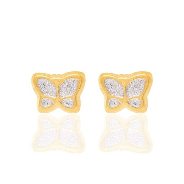 Aretes Mariposa Con Rodio Para Niñas Enchapadas En Oro 18K 3 Aretes Mariposa Con Rodio Para Niñas Enchapadas En Oro 18K