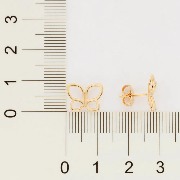 Aretes Mariposas Medianas Enchapadas en Oro 18K 4 Aretes Mariposas Medianas Enchapadas en Oro 18K - Imagen 2