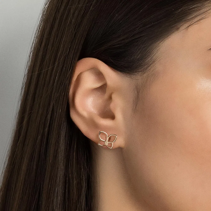 Aretes Mariposas Medianas Enchapadas en Oro 18K 5 Aretes Mariposas Medianas Enchapadas en Oro 18K - Imagen 3