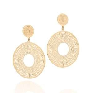 Aretes maxi redondos con detalles calados enchapados en oro de 18k