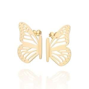Aretes maxis de alas de mariposa enchapados en oro de 18k