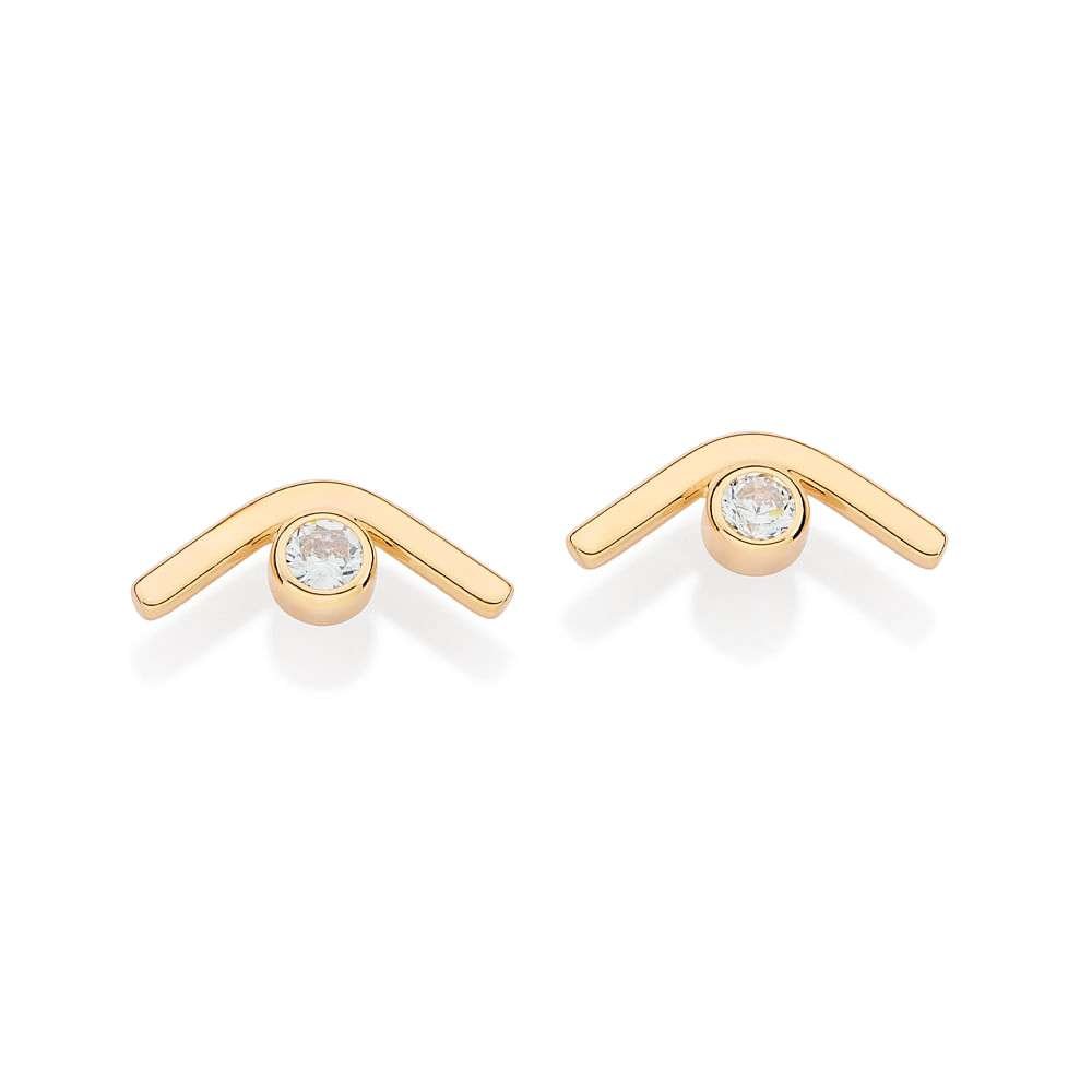 Aretes Ojos griego con circonias enchapadas en Oro 18K 4 Aretes Ojos griego con circonias enchapadas en Oro 18K - Imagen 2