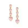 Aretes de Péndulo con corazones de circonia rosa enchapadas en Oro de 18k