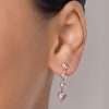 Aretes de Péndulo con corazones de circonia rosa enchapadas en Oro de 18k - Imagen 3