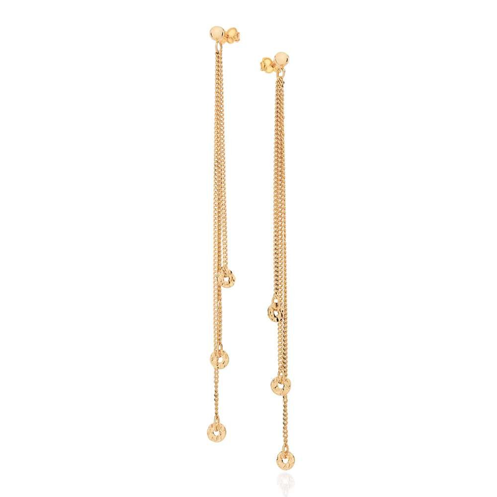Aretes de Péndulos con bolas enchapadas en oro de 18k 4 Aretes de Péndulos con bolas enchapadas en oro de 18k - Imagen 2