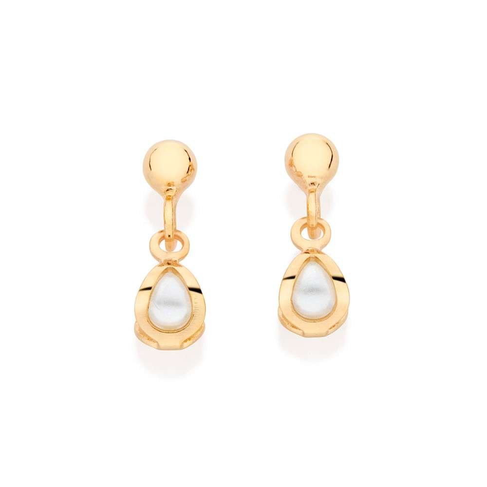 Aretes de perla colgante para bebes enchapados en oro de 18k 4 Aretes de perla colgante para bebes enchapados en oro de 18k - Imagen 2