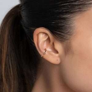 Aretes piercing trenzado enchapadas en oro 18k