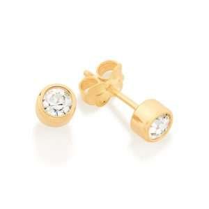 Aretes puntos de circonia enchapadas en oro 18k