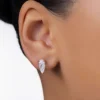 Aretes medianos con circonia de gota enchapados en oro 18k - Imagen 3