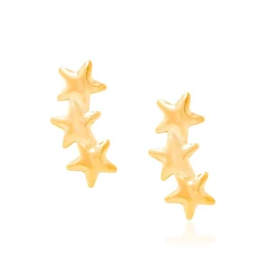 Alternative view of Aretes de 3 Estrellitas Enchapados En Oro 18K
