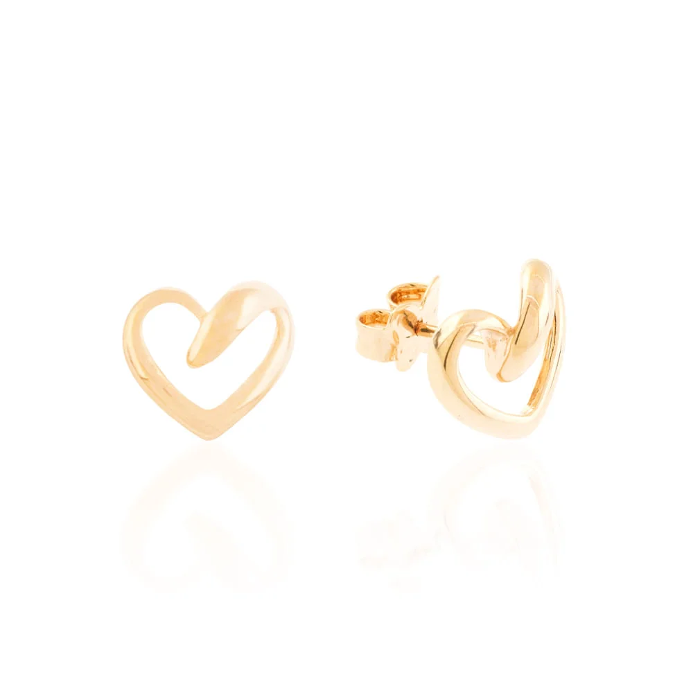 Aretes de Corazón Enchapados En Oro 18K 4 Aretes de Corazón Enchapados En Oro 18K - Imagen 2