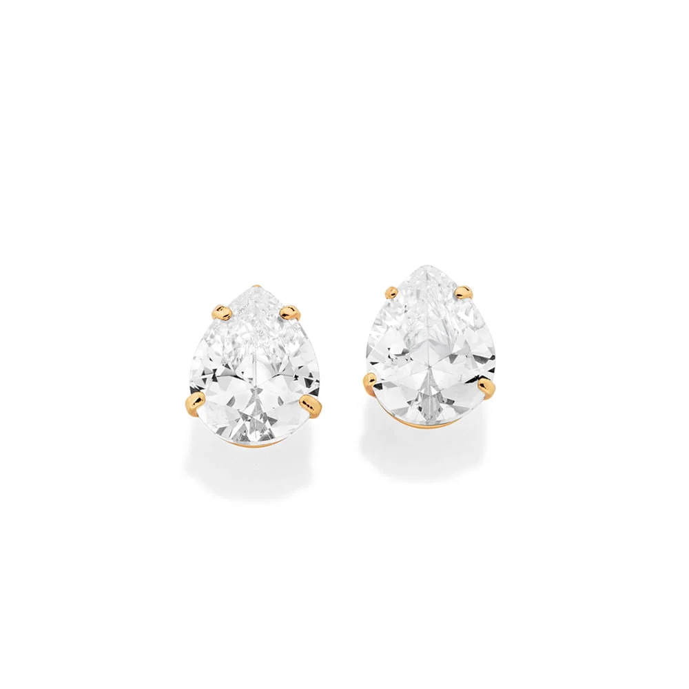 Aretes de gota con circonia enchapados en oro 18k 3 aretes de gota