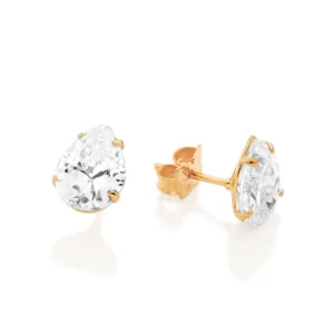 Alternative view of Aretes de gota con circonia enchapados en oro 18k