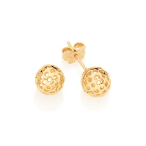 Alternative view of Aretes de Puntos Con Diseño Pequeños Enchapados En Oro 18K