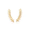 Aretes Earcuff Hojas Helechos Enchapadas En Oro 18K