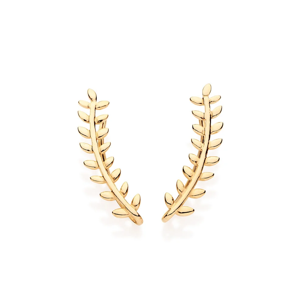 Aretes Earcuff Hojas Helechos Enchapadas En Oro 18K 3 Aretes Earcuff Hojas Helechos Enchapadas En Oro 18K