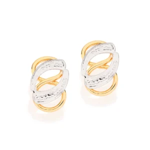 Aretes entrelazados con Rodio Enchapados En Oro 18K