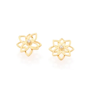 Aretes Flor Enchapados en Oro 18K