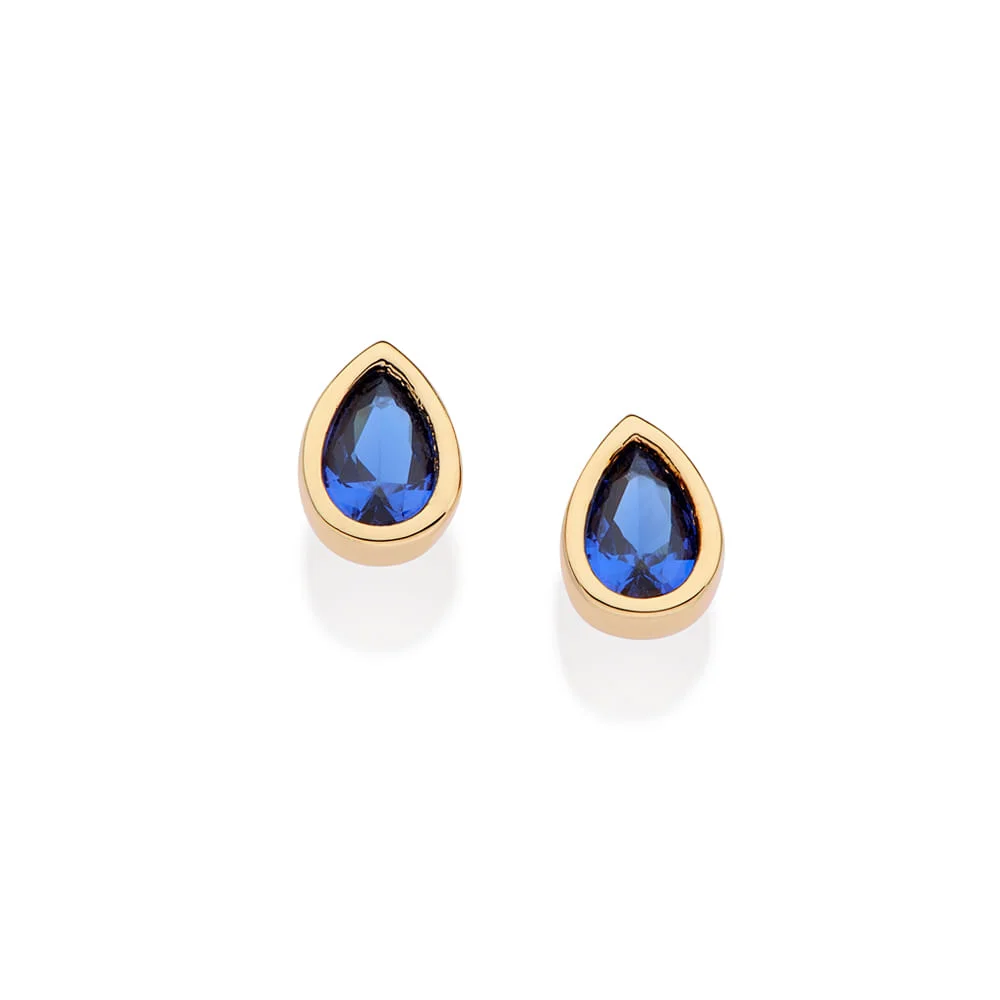 Aretes gota azul enchapadas en Oro de 18k 3 Aretes gota azul