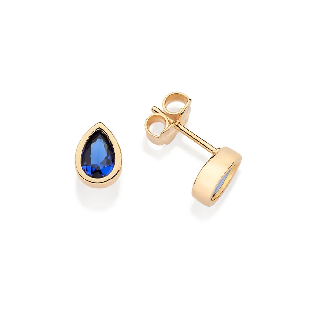 Aretes gota azul enchapadas en Oro de 18k 4 Aretes gota azul enchapadas en Oro de 18k - Imagen 2