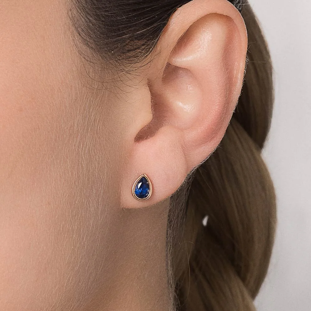 Aretes gota azul enchapadas en Oro de 18k 5 Aretes gota azul enchapadas en Oro de 18k - Imagen 3