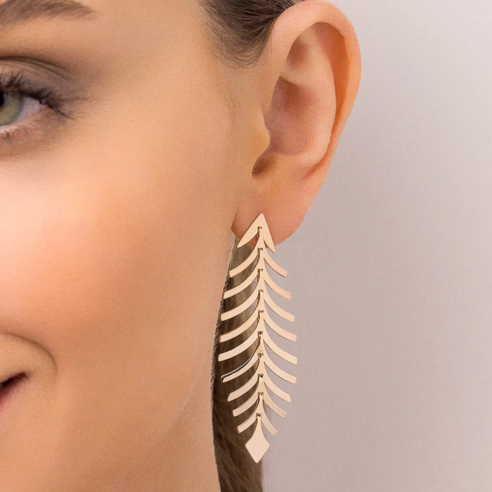 Aretes largos de hojitas enchapada en oro de 18k 4 Aretes largos de hojitas enchapada en oro de 18k - Imagen 3