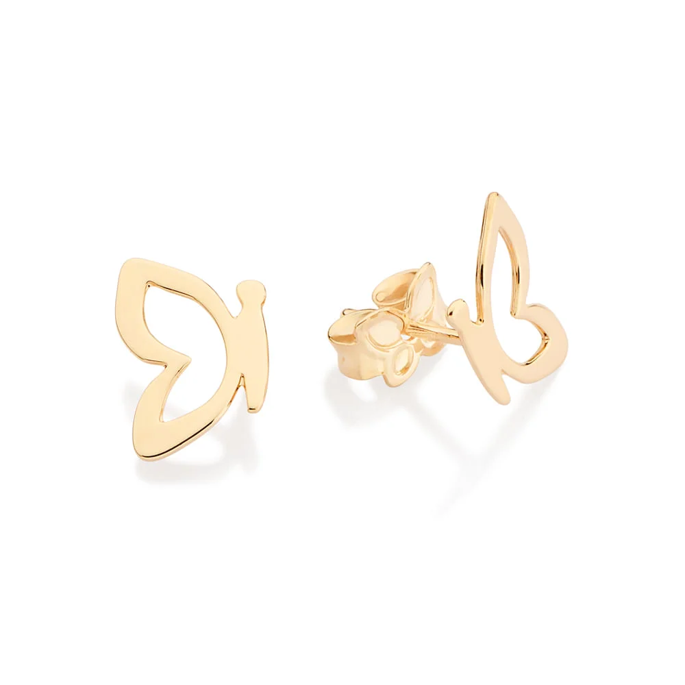 Aretes mariposa con alas caladas enchapadas en oro de 18k 4 Aretes mariposa con alas caladas enchapadas en oro de 18k - Imagen 2