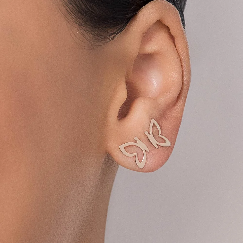 Aretes mariposa con alas caladas enchapadas en oro de 18k 6 Aretes mariposa con alas caladas enchapadas en oro de 18k - Imagen 4