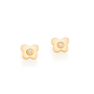 Alternative view of Aretes Mariposa con Circonia para Bebés Enchapados en Oro 18K