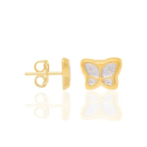 Alternative view of Aretes Mariposa Con Rodio Para Niñas Enchapado en Oro 18K