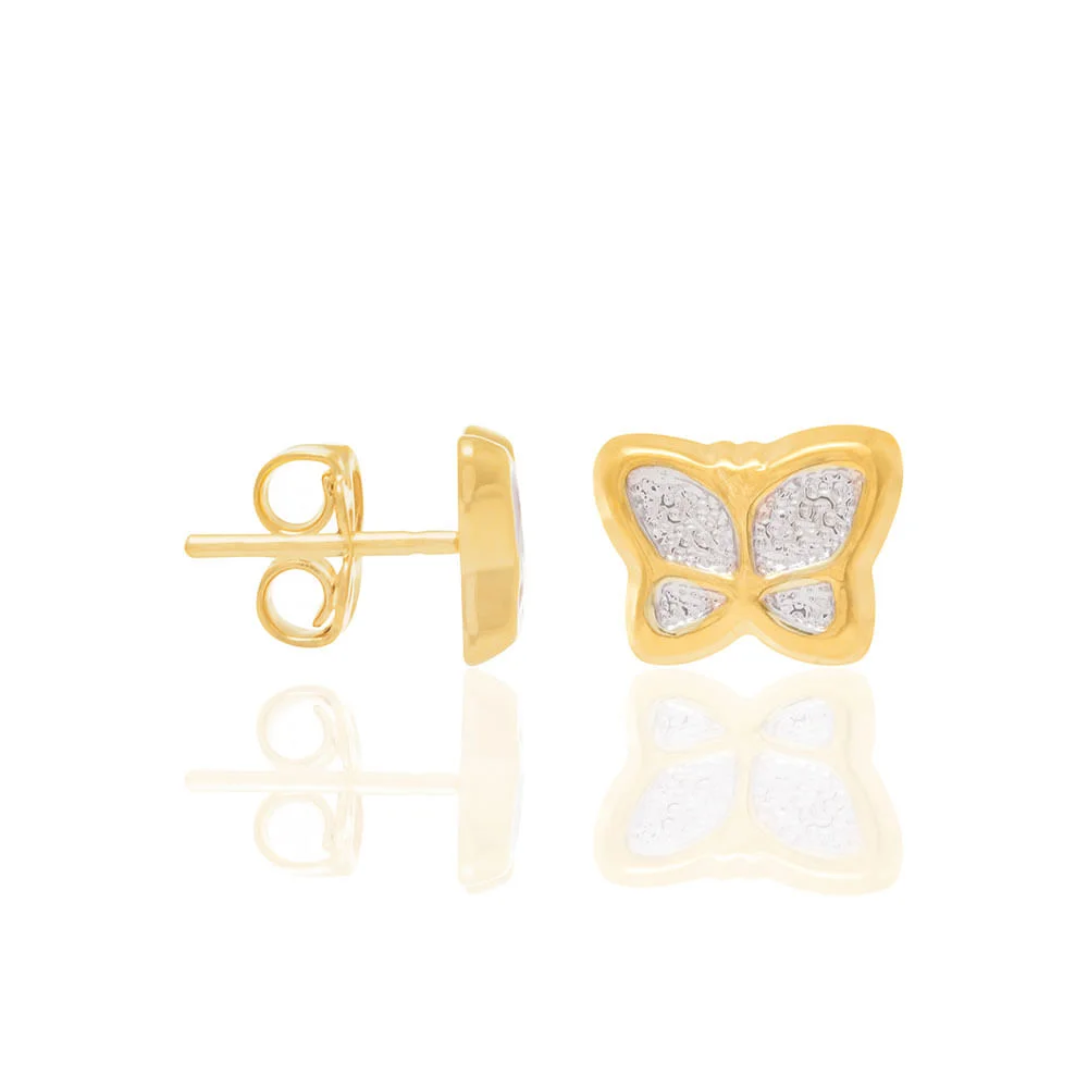 Aretes Mariposa Con Rodio Para Niñas Enchapado en Oro 18K 4 Aretes Mariposa Con Rodio Para Niñas Enchapado en Oro 18K - Imagen 2