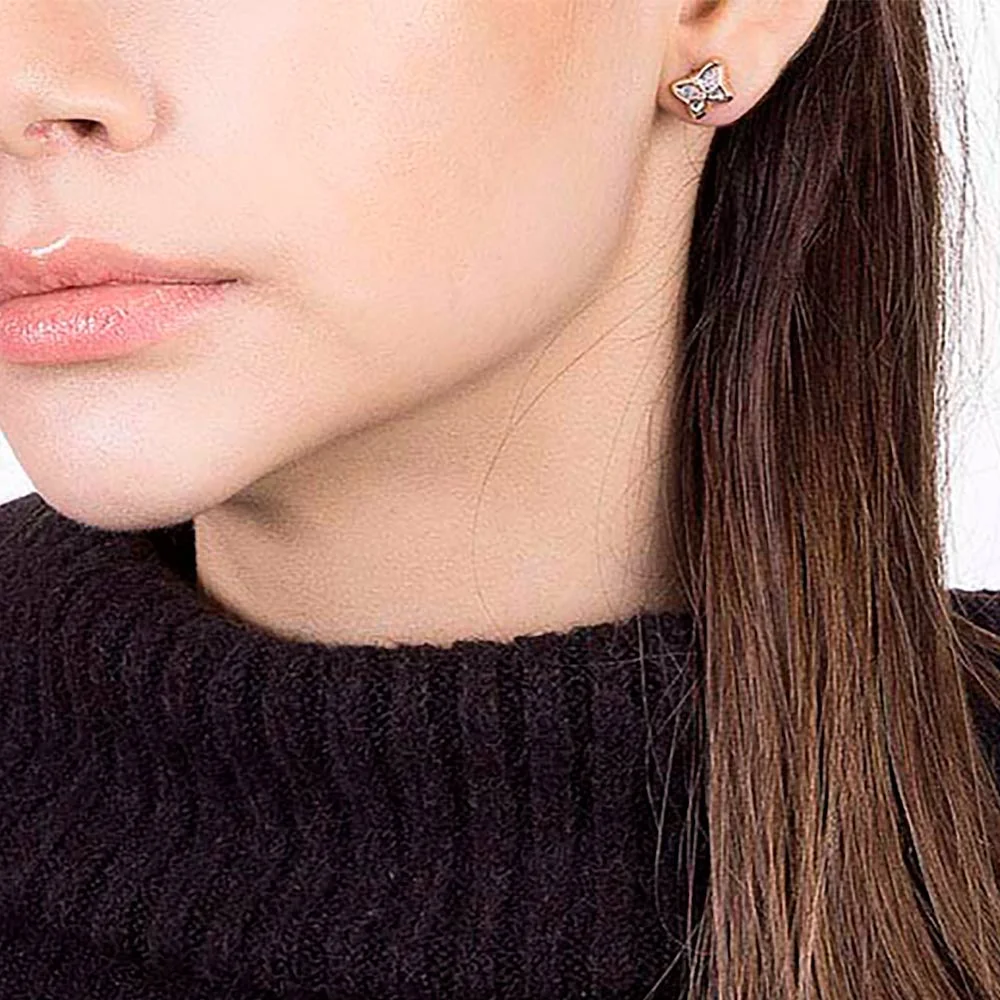 Aretes Mariposa Con Rodio Para Niñas Enchapado en Oro 18K 5 Aretes Mariposa Con Rodio Para Niñas Enchapado en Oro 18K - Imagen 3