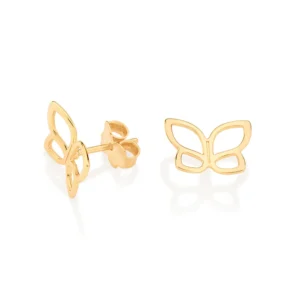Aretes Mariposas Medianas Oro 18 K